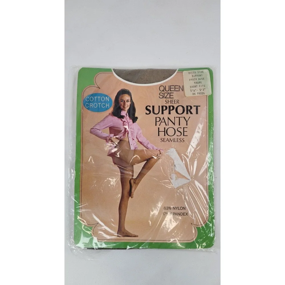 Vintage NOS 70s Pantyhose Queen Size Taupe Sealed Package Retro Hosiery USA